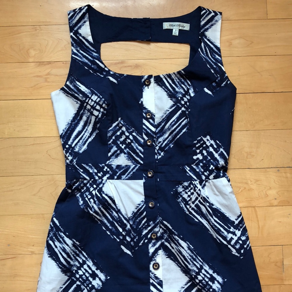 Navy and white summer wedding dress with pockets!